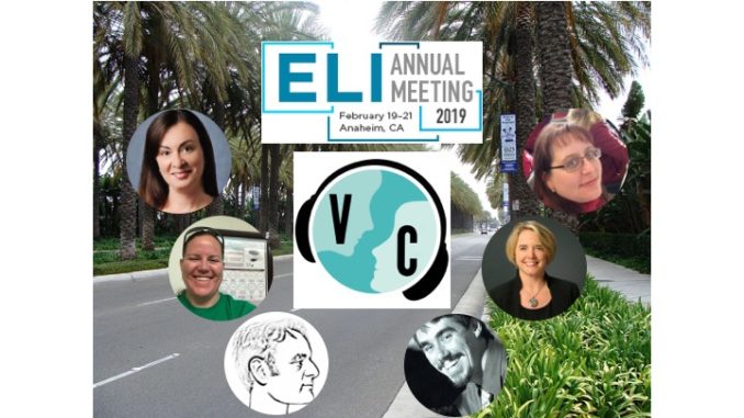 Virtually Connecting at ELI banner - palm trees, ELI and VC logos, participant faces.